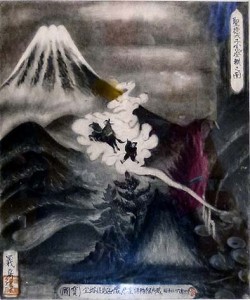 聖徳太子が富士山に登った伝説を描いた絵（8合目太子館蔵）