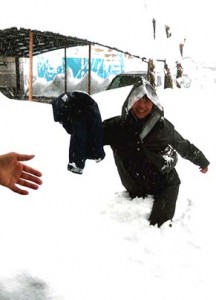 15日（土）出勤してきたのは柳通監督ただひとりでした、腰まである雪をかき分けて歩いてきたのです